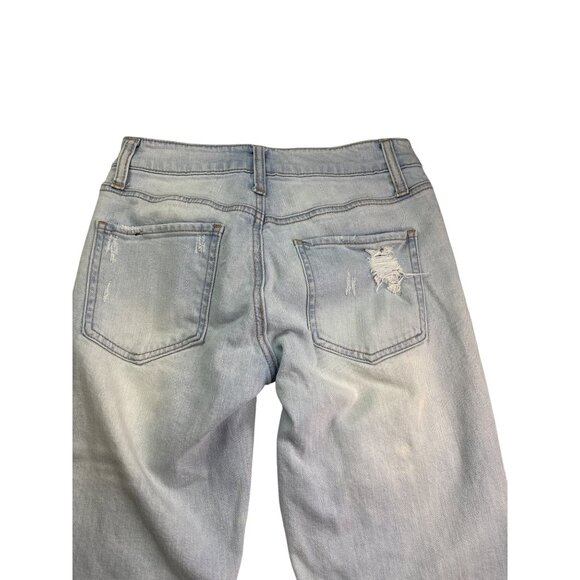 Empyre Easton Boyfriend Distressed Destroyed Ripped Light Wash Denim Jeans 0 - Picture 5 of 7